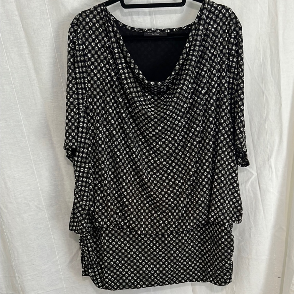 Lane Bryant Black and White Draped Tunic